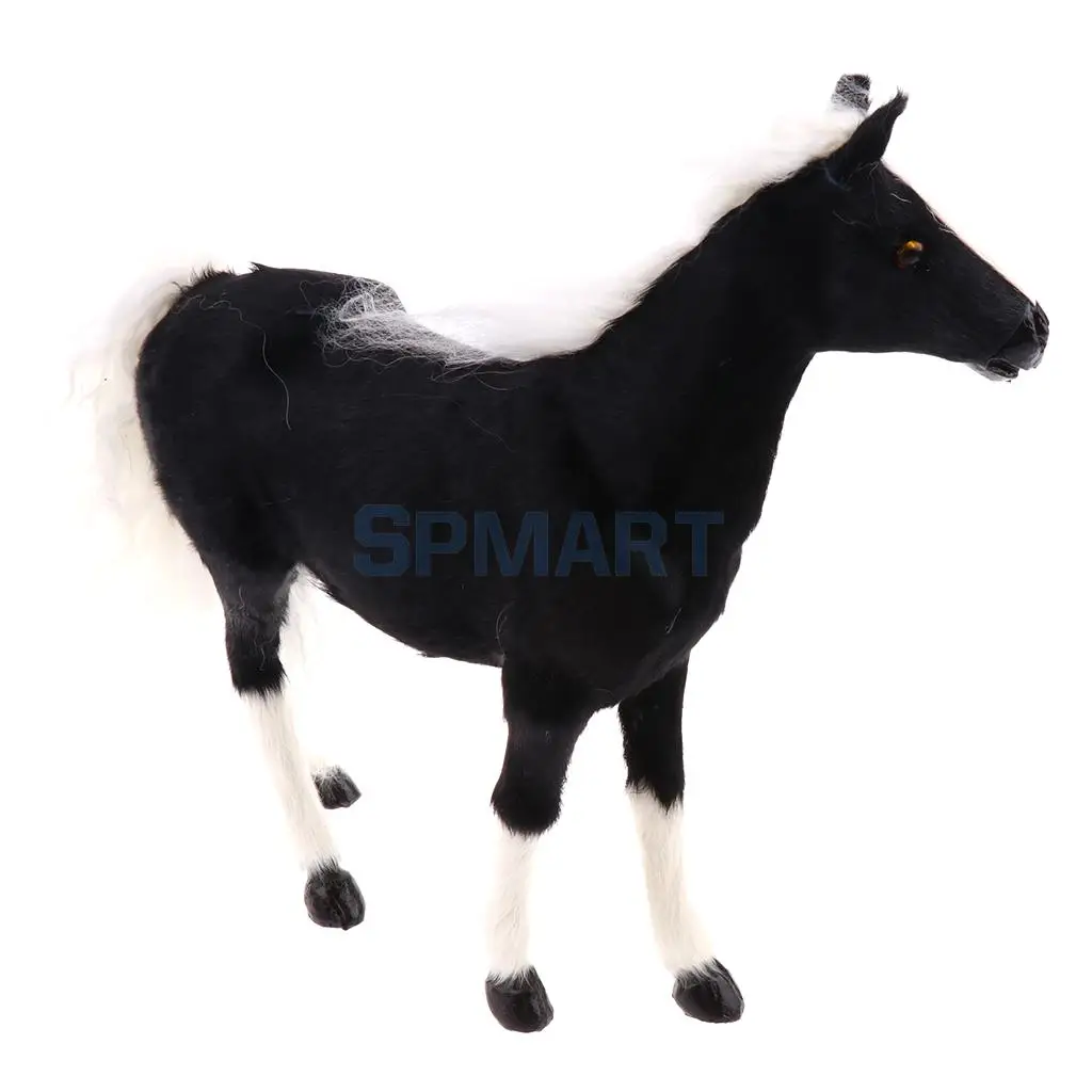 Lifelike Simulation Plush Stuffed Horse Animals Model Figure Plush Figures Soft Toy Home Decoration Black