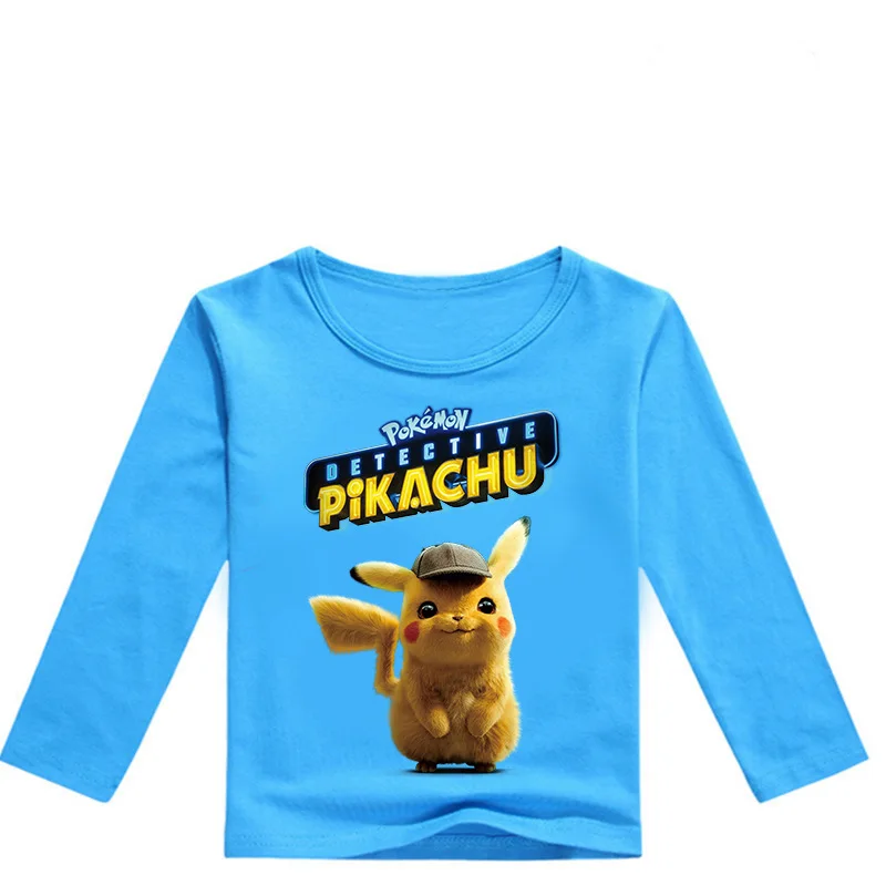 Z& Y/От 2 до 16 лет, модные футболки с Пикачу «Покемон», детские футболки для мальчиков топы с длинными рукавами для девочек, Повседневная Уличная одежда