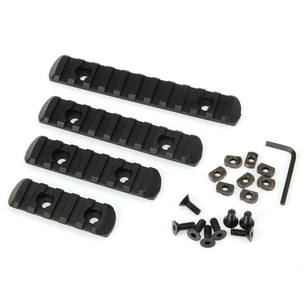 

4Pcs/Set Rifle Polymer M-LOK 5/7/9/11 20mm Picatinny Weaver Rail Section Set