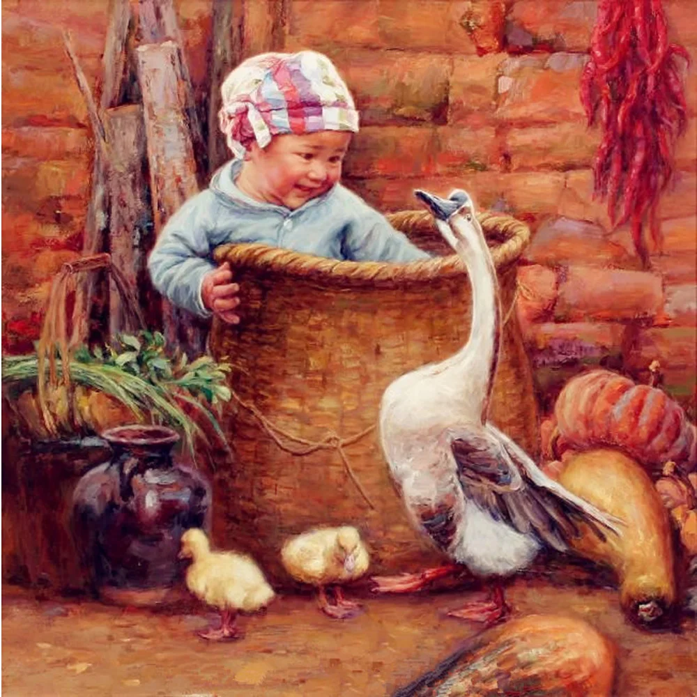 

YA ZOOEY NUO DIY Diamond Painting Cross Stitch Crystal Needlework Diamond Embroidery Baby and duck chicken Diamond Decor KL667