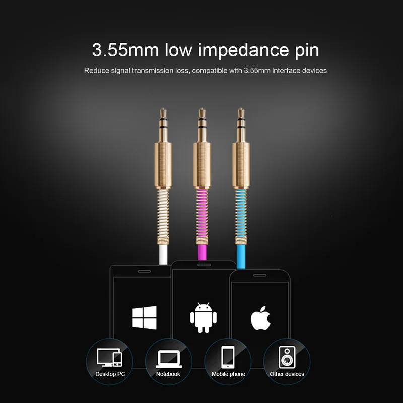 

3.5mm plug line stereo audio cable male to male spring auxiliary line multi-color optional 1M Headphone Extension Code for Phone