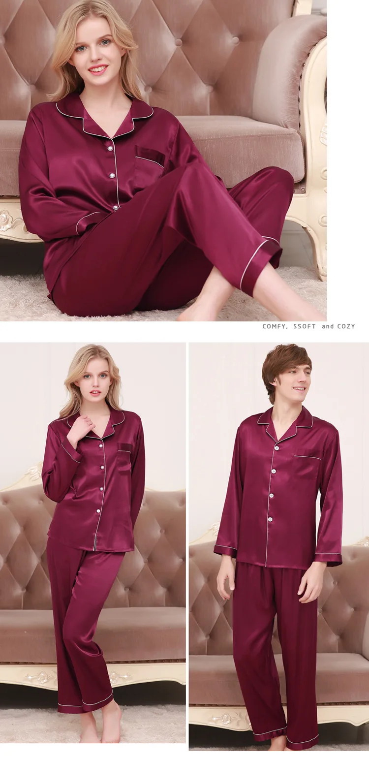 М-XXXL плюс Размеры высокое качество пара пижамный комплект с длинным рукавом сезон: весна–лето атласные пижамы Для женщин пижамный