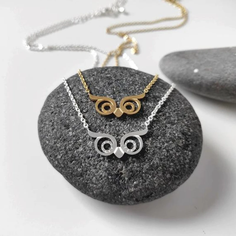 

Teacher Gift Silver Owl Eye Necklace Women Wise Jewelry Minimalist Bird Charm Neckalces Stainless Steel Chain Collier Femme 2019