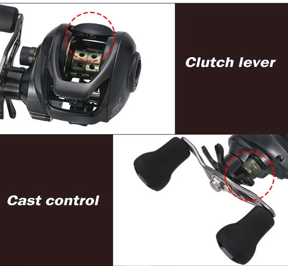 Carretel de Pesca Relação de Borracha Lidar com Carretilhas de Pesca Baixo Perfil Baitcasting Baitcast 1 Antiderrapante 222g 7.1: 9 Baixo perfil baitcasting carretel de pesca baitcast