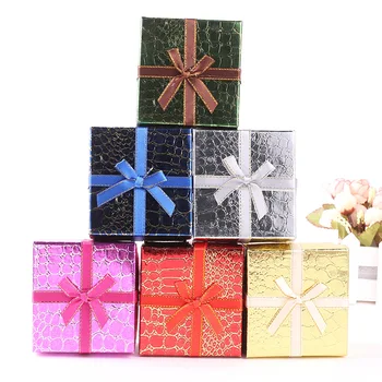 

DoreenBeads Creative Crocodile Pattern Ribbon Bow Gift jewelry ring box 9*8.5*5.5cm 1 Piece