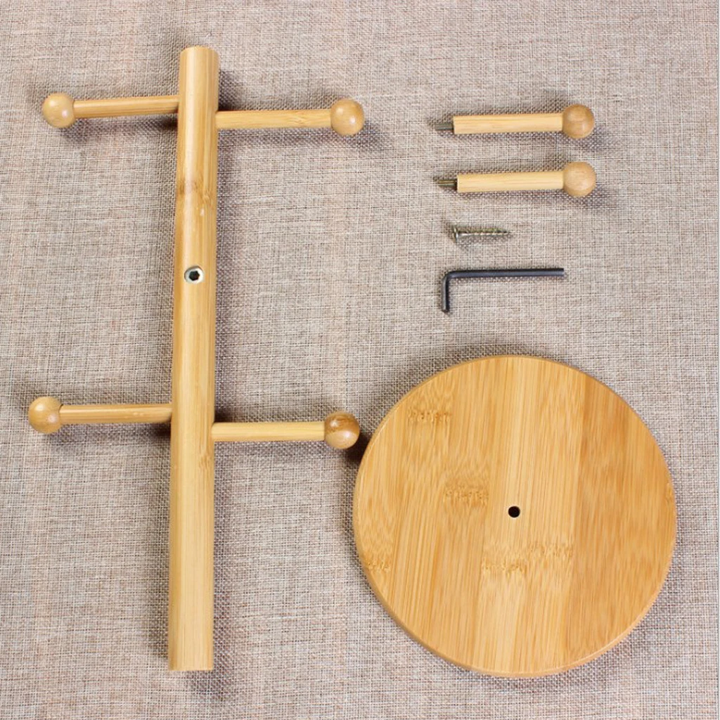 Bamboo Mug Rack Tree Removable Bamboo Mug Stand Storage Coffee Tea Cup Organizer Hanger Holder with 6 Hooks
