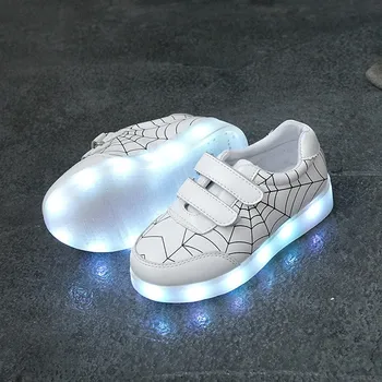 

children's shoes for boys and girls Spider-man luminous tennis LED children's lights shoes USB charging luminous sports shoes