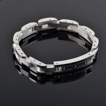 

CMB0586 Pink Black Crystal Inlay High Grade Fadeless Metal Watch Bracelets Cremation Urn Ash Holder Hand Bracelets for Men