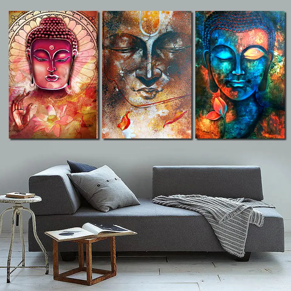 

HD printed buddha wall art 3 piece canvas living room decoration wall art Free shipping/tt-6262