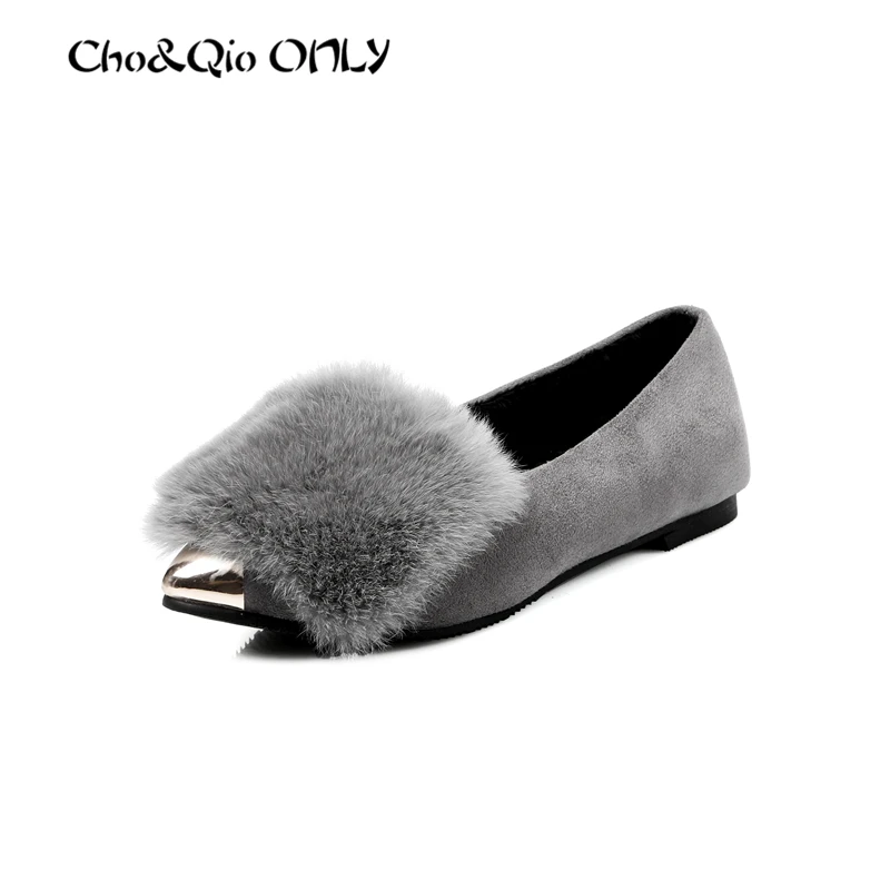 fur leather shoes