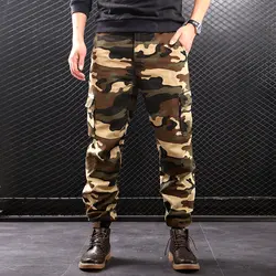 Камуфляжные брюки-карго Для мужчин 2019 Новый Повседневное многокарманный Военный Мужские брюки, тактические верхняя одежда прямые длинные