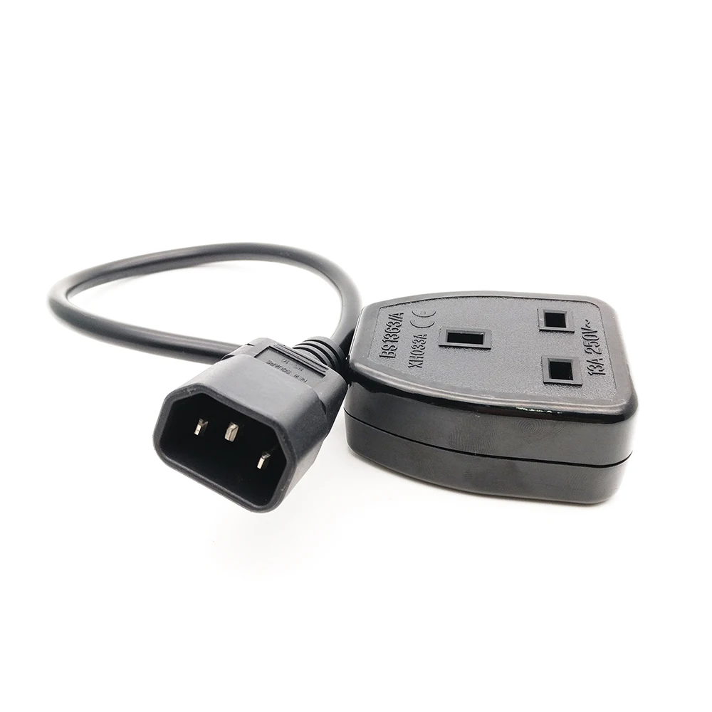 1ft UPS Power Cable Cord IEC C14 Male plug to UK 13A Female Jack BS1363 Adapter