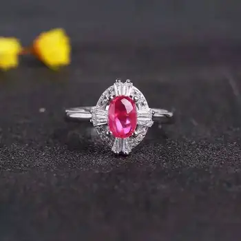 

Natural red ruby gem Ring Natural gemstone ring 925 sterling silver trendy Elegant flower sunflower women wedding party Jewelry