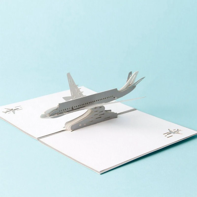  Cards 3D Fly Plane Laser Cut Invitation Greeting Handmade Carving Aircraft Paper Business PostCard  - 4000369566516
