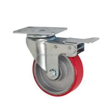 

4 PCS 2017 good selling medium duty caster rigid 3 inch pu Core PU brake caster