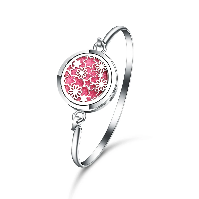 

2019 New Stars/Flower Locket Bracelet Bangle Jewelry Stainless Steel Aromatherapy Essential Oil Diffuser Perfume Locket Bracelet