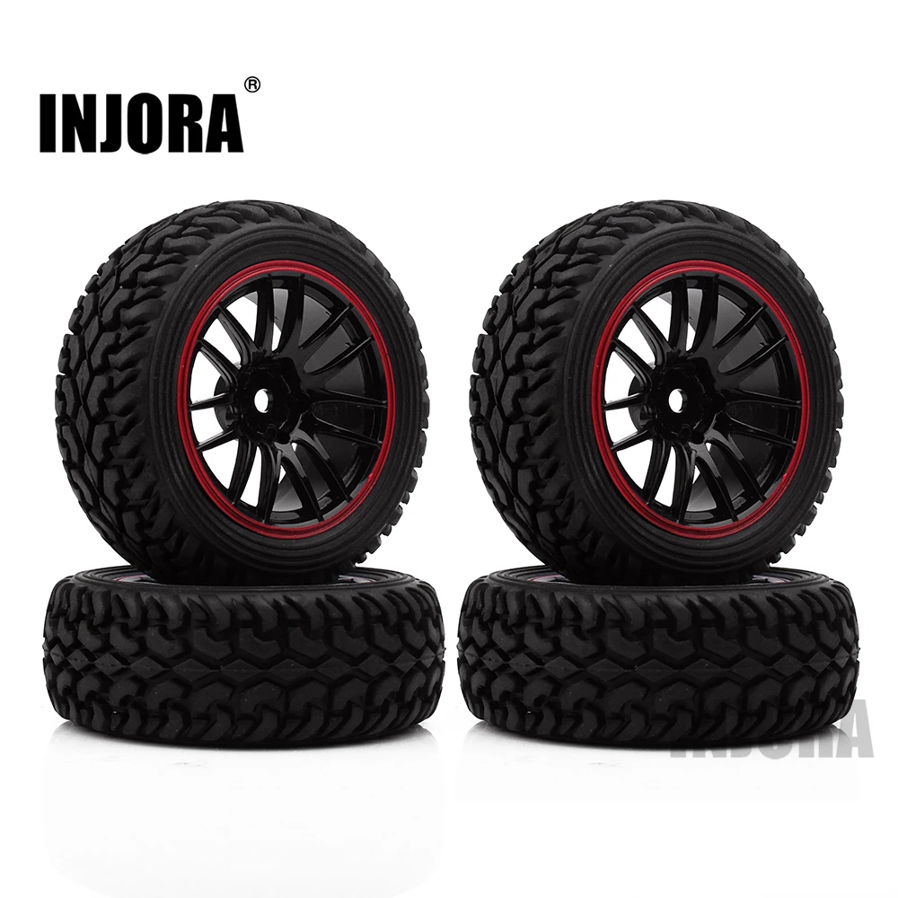 

INJORA 70*30MM 4PCS Plastic Wheel Rim & Rally Tire for 1/10 RC Car Tamiya HSP HPI 4WD RC On Road Car