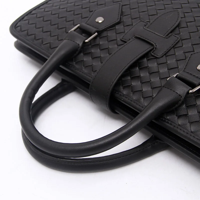 2019 Tablet Briefcase Single shoulder Woven Business Bag Handbag Men Genuine Leather Bag bolso hombre 2019 Tablet Briefcase Single shoulder Woven Business Bag Handbag Men Genuine Leather Bag bolso hombre