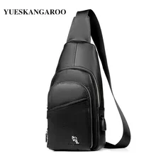 YUESKANGAROO, внешняя USB зарядка, мужские нагрудные сумки, кожаная нагрудная сумка, сумки через плечо для мужчин, повседневные дорожные сумки через плечо