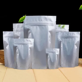 

100 Pack, Stand Up Silver Aluminum Foil Zipper Bag Pouch for Long Term Food Storage and Collectibles Protection Zip Lock