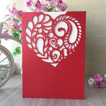 

20pcs Birthday party Pearl paper craft laser cut Heart Pattern wedding invitation card greeting Blessing card