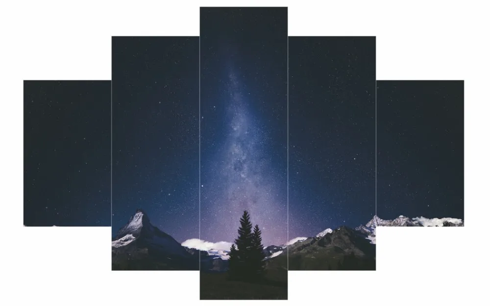 Hot Sale Snowy Mountains Under Starts Sky Photos Big Canvas Art Printings Modern Home Decoration Paintings Wall Unframed | Дом и сад