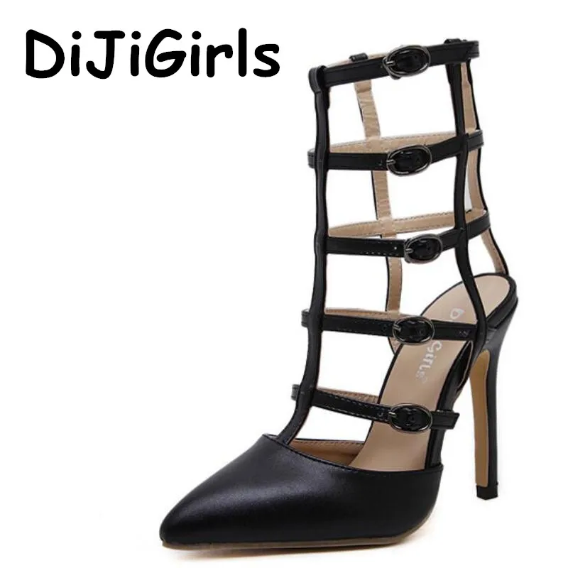 

DiJiGirls New Summer Women Sandals High Heels Narrow Band Buckle Strap Pointed Toe Stiletto Gladiator High-heeled Sandals Shoes