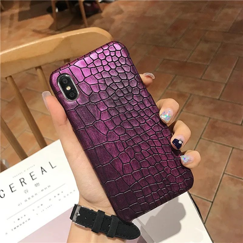 

Purple Business Luxury Snake Pattern Phone Case for iphone 6 6s 7 8 Plus Green All-inclusive Anti-fall Hard Cover XS Max XS XR X