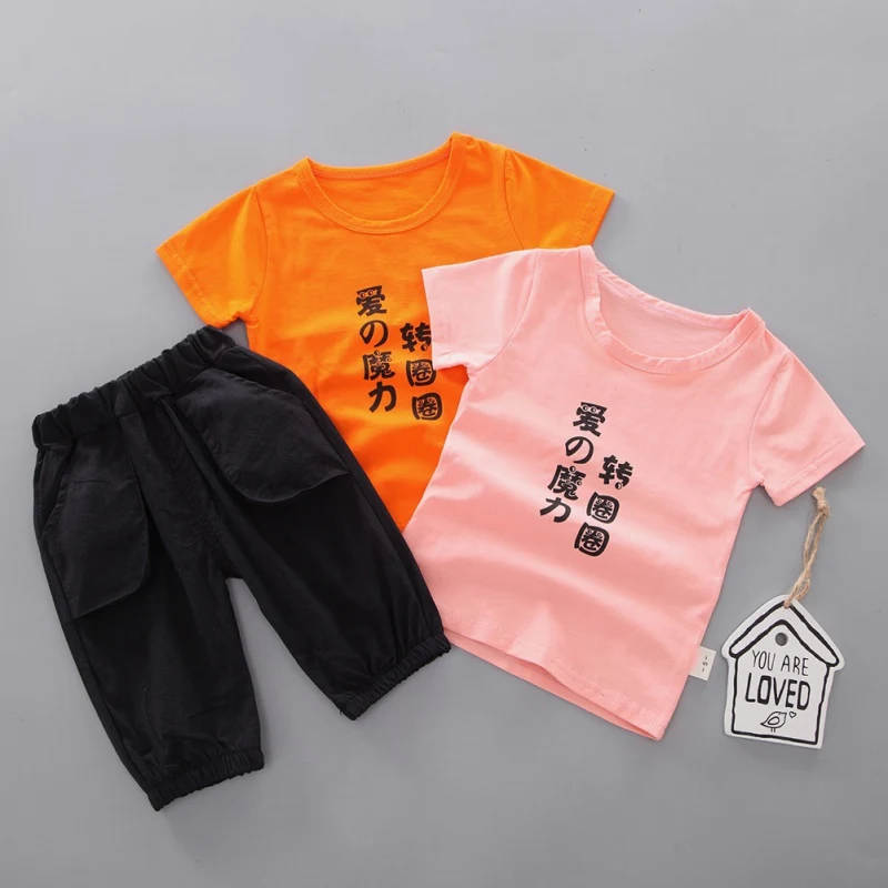 1-4T O-Neck Summer Casual Baby Boy Letter Pattern T-Shirt + Short Pant Toddler 2pcs Outfit Set Soft Cotton Comfortable Sets