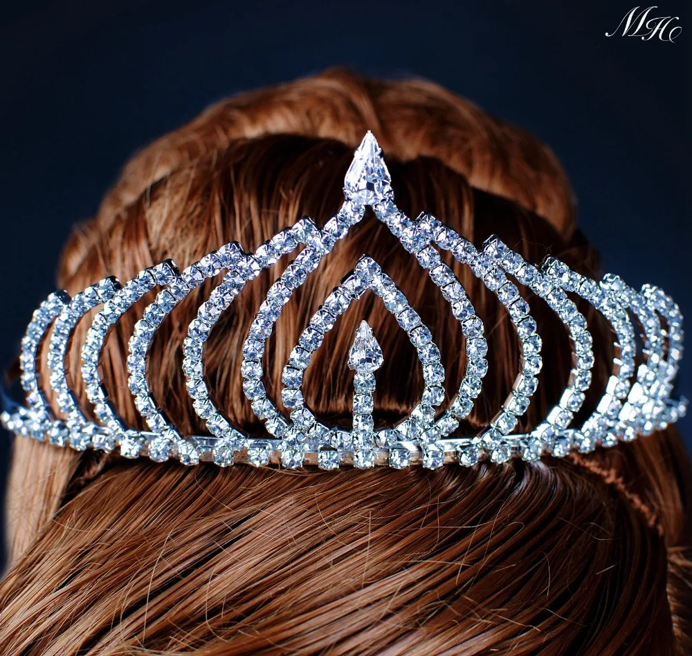 

Simple Clear Crystal Tiaras Crown with Hair Combs Clear Austrian Rhinestones Headband Bridal Wedding Prom Party Hair Jewelry