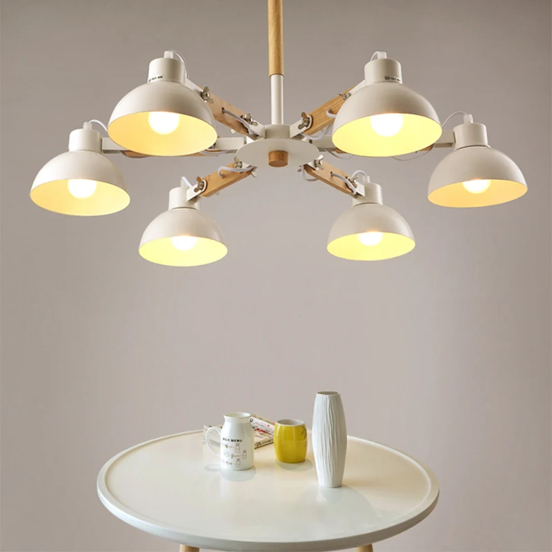  Nordic creative extension rubber wood E27 led ceiling chandelier for kitchen living room bedroom st - 32960401725