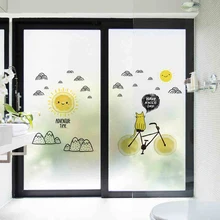 Мультяшная детская комната самоклеящаяся матовая стеклянная фольга ванная комната Гостиная раздвижная дверь наклейка с защитой от УФ-излучения защита конфиденциальности-02