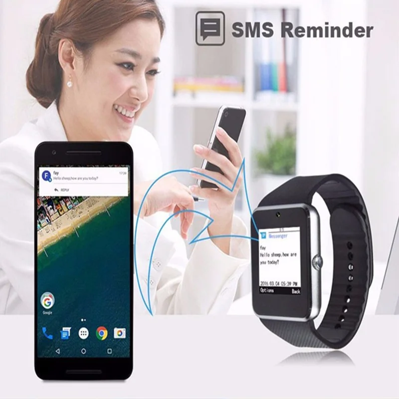  Smart Watch GT88 Plus Clock Sync Notifier Support Sim Card Bluetooth Connectivity Android Phone Sma
