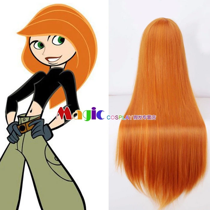 

Kim Possible Cosplay wig Kim Possible orange long straight hair wig for Women Halloween Carnival Party Wig