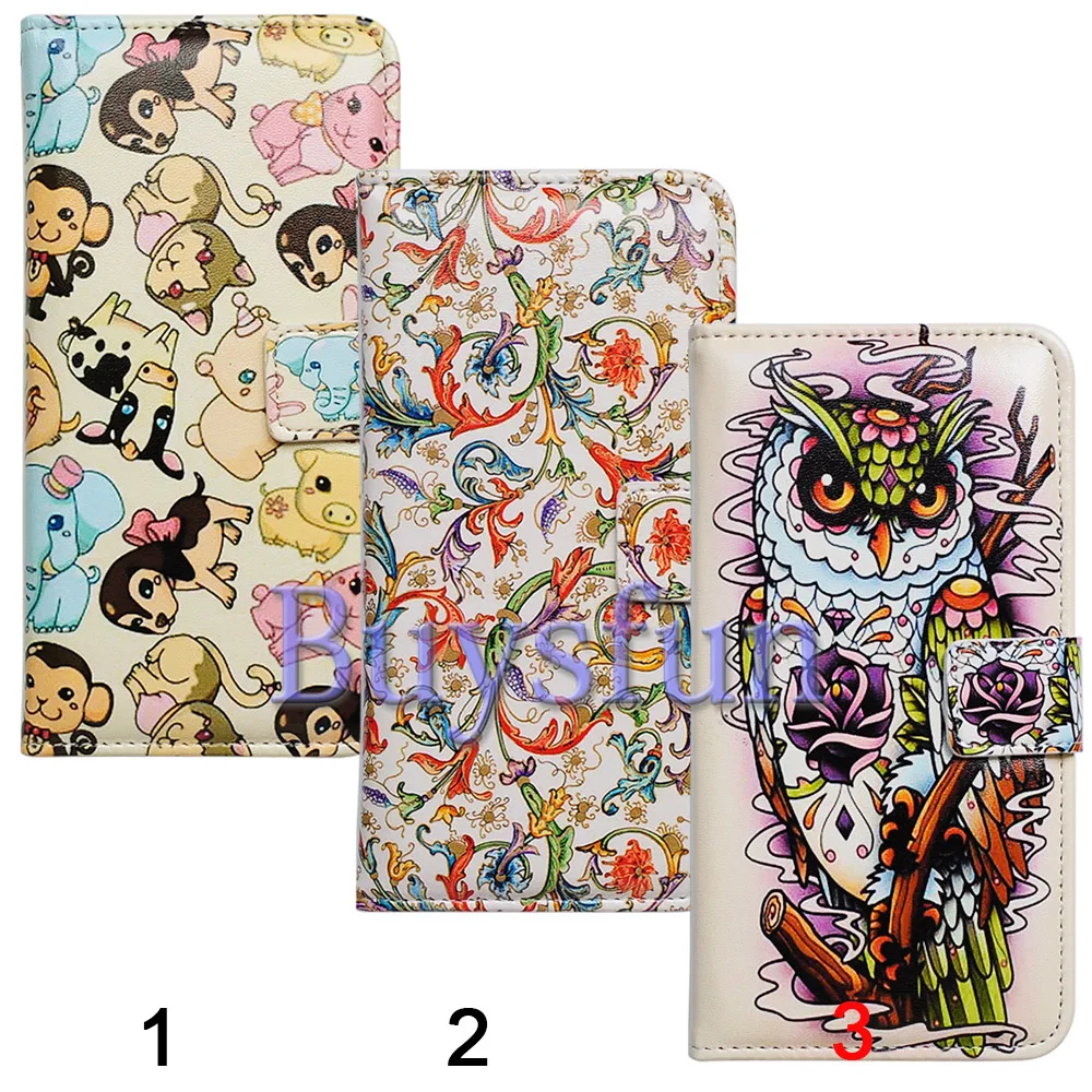 Bcov Мультфильм Cat Собака Сова Цветок Флип Слот Карт Бумажника Кожаный Чехол Case Для