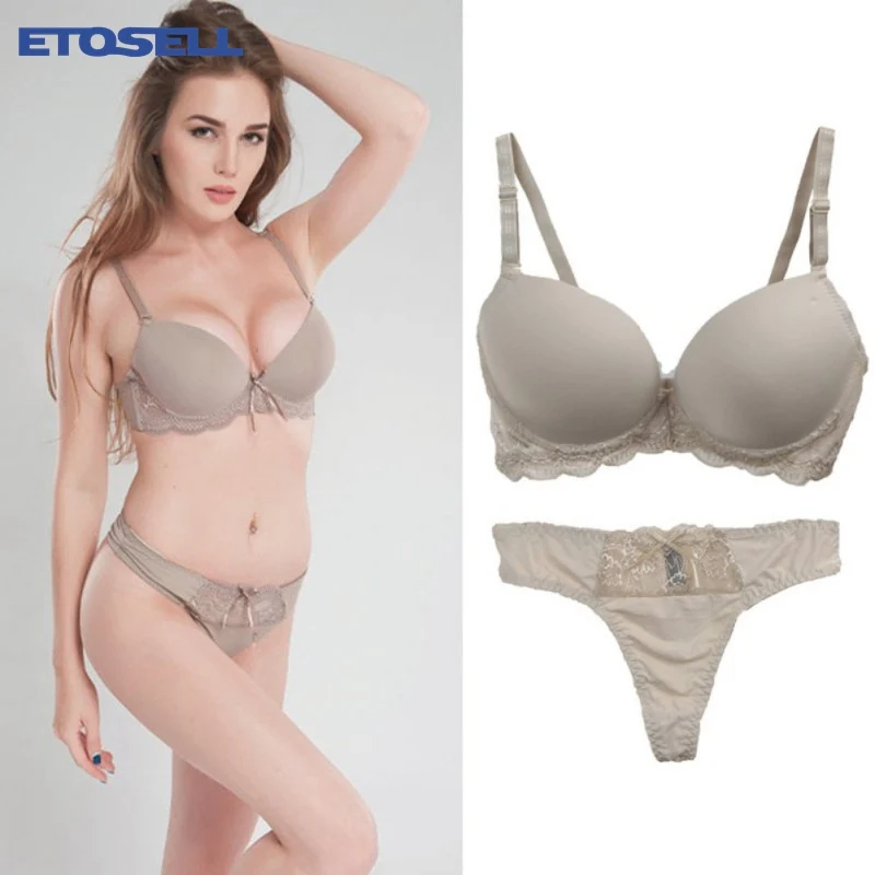 

High quality Deep V Sexy Plus size Push up Bra set Floral Embroidery Lace Women Underwear set Bra and Panties