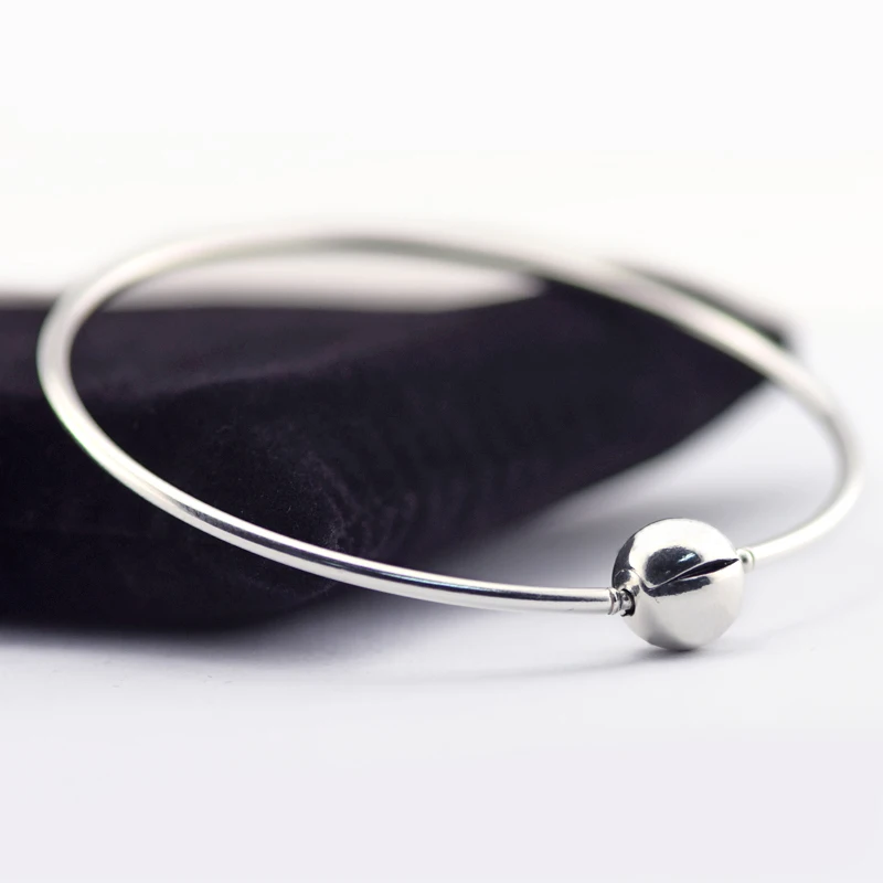 

Essence Bangle 100% 925 Sterling Silver 17cm 19cm 21cm Bangle Bracelets for Women Gift Fit 2.5MM Hole Charm Beads PFB025
