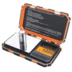 Precision Digital Pocket Scale with Calibration Weight for Kitchen, Jewelry, and More (Orange)