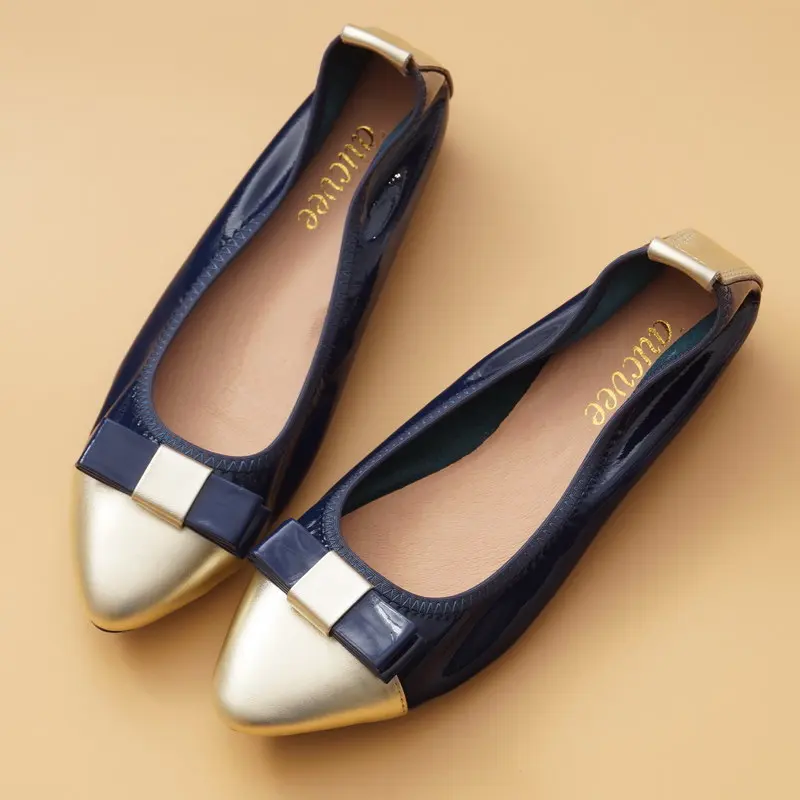 Fashion font b women b font shoes solid Genuine leather pointed toe shoes flats font b