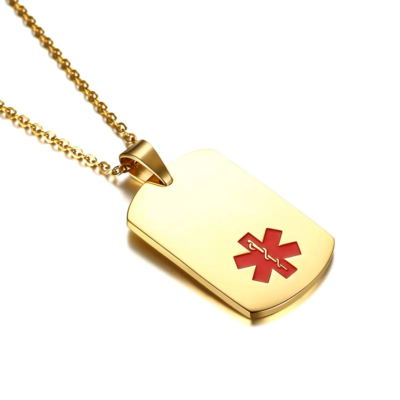 gold medical alert necklace
