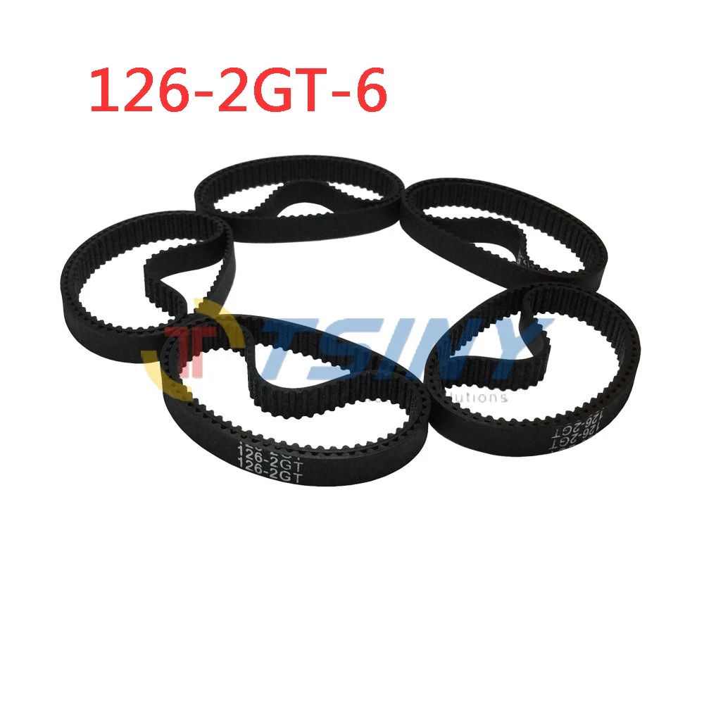 

2GT rubber ribbed belt Length 126mm width 6mm 63 teeth GT2 timing belts in closed-loop GT2 belt 10pcs/lot