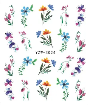 

WUF 1PC Flower Glitter Nail Sticker Water Transfer Decal Decoration DIY Adhesive Tips Manicure Nail Art Decals