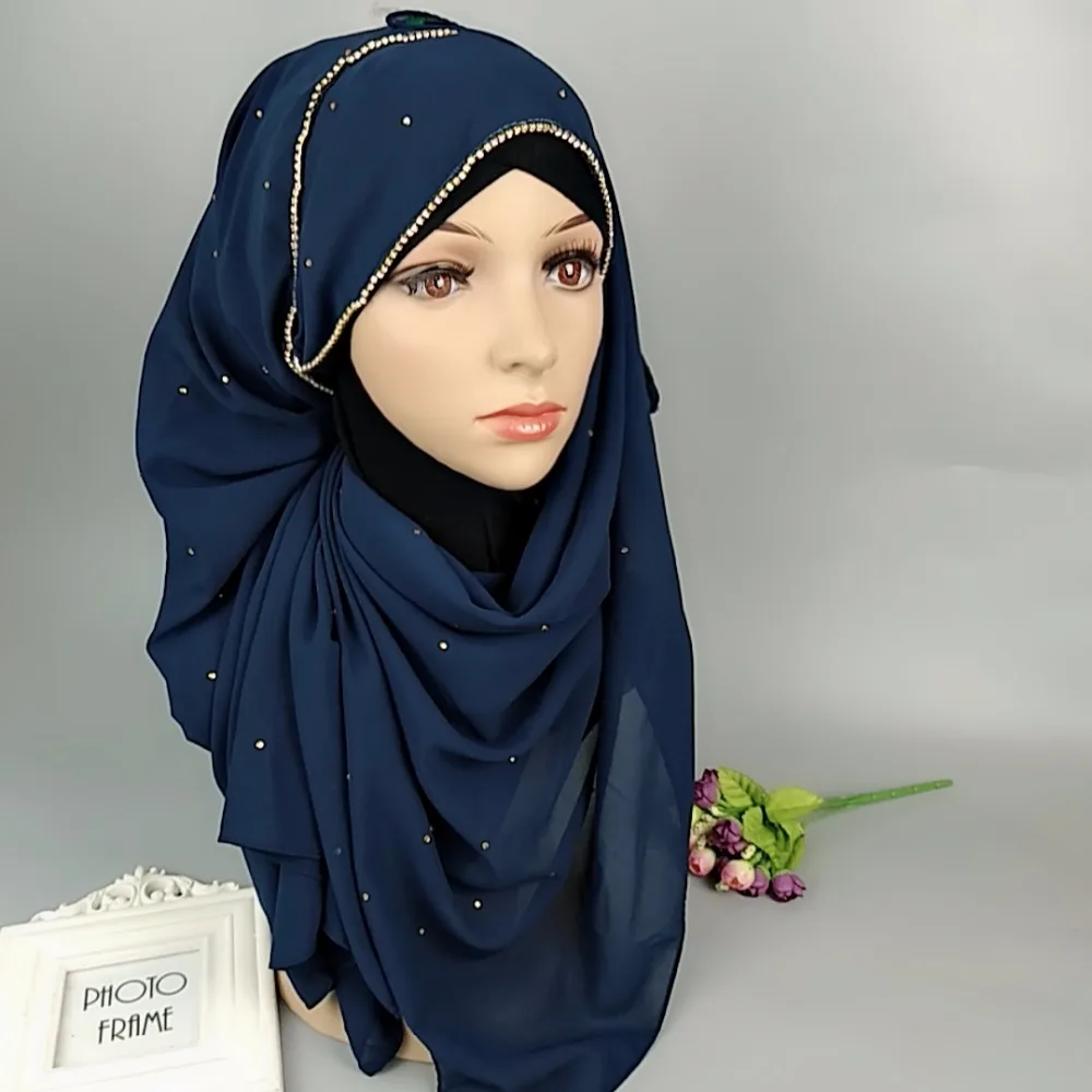 М1 горячая Распродажа Алмазная бусина пузырь шифон обертывание хиджаб шали леди оголовье шарф шарфы 180*75 см
