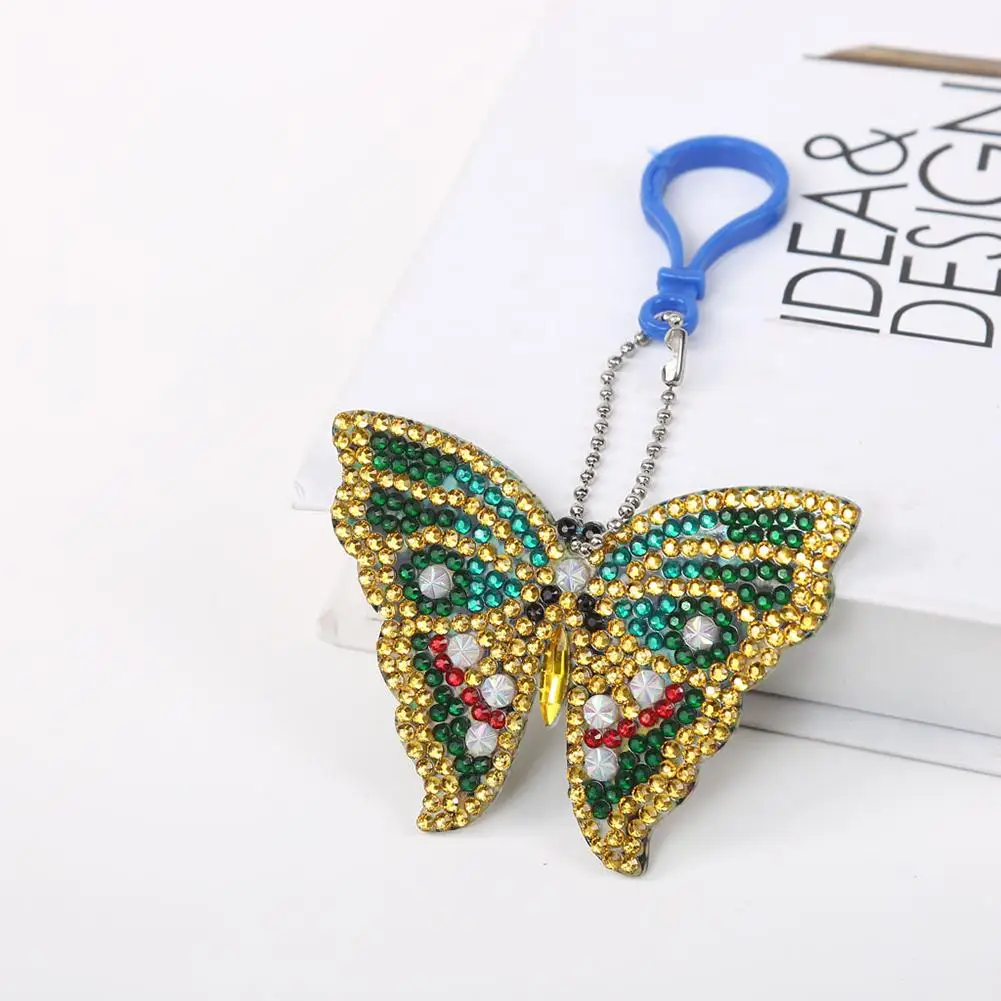 

5pcs DIY Special Shaped Full Drill Diamond Painting Keychain Kits Butterfly/Love Heart Diamond Painting Cross Stitch Key Ring