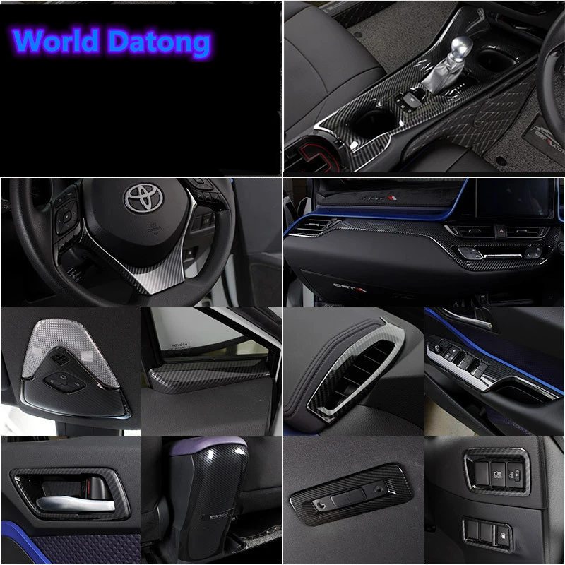 

Car Interior Carbon fiber grain ABS material Decroation cover trim for Toyota CHR C-HR RHD 2016-2018