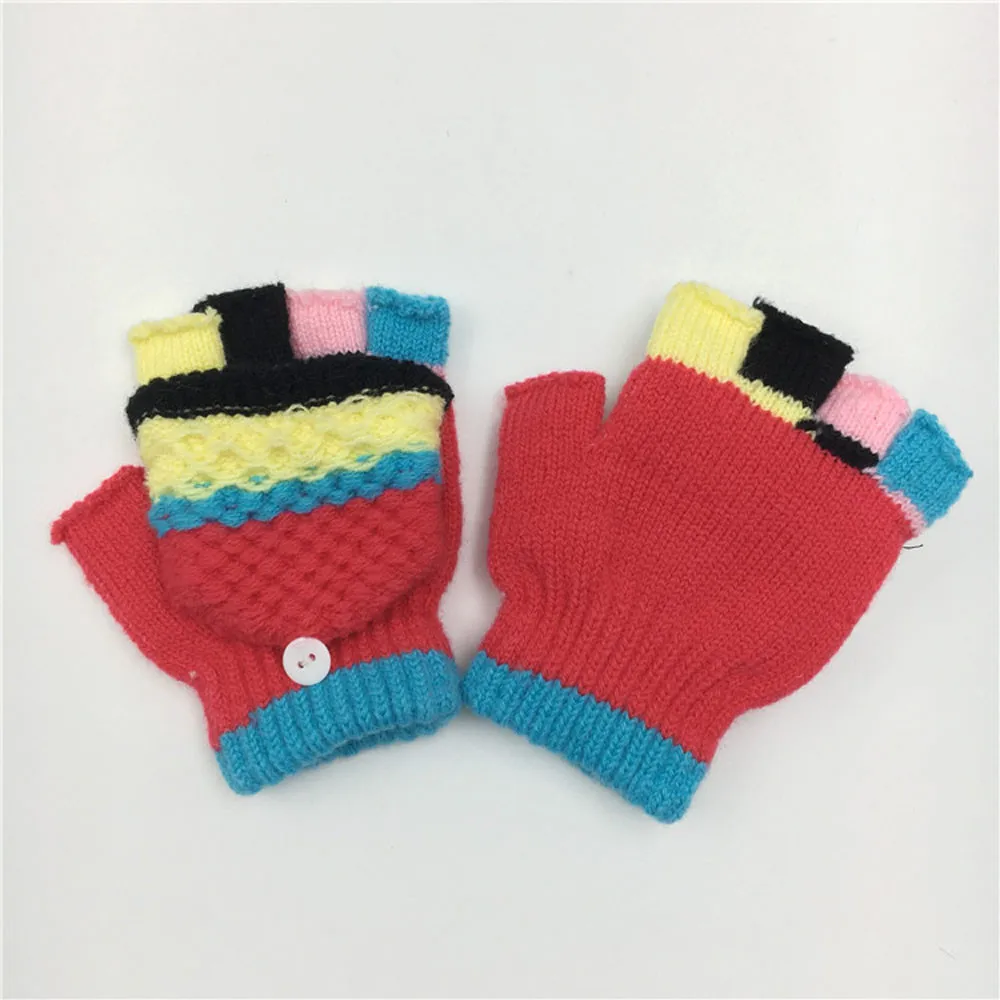 Зимние Перчатки милые уплотненные Детские handschoenen милый, для новорожденных и малышей Лидер продаж для мальчиков и девочек зимние теплые Перчатки Цветной пять пальцев 1N7