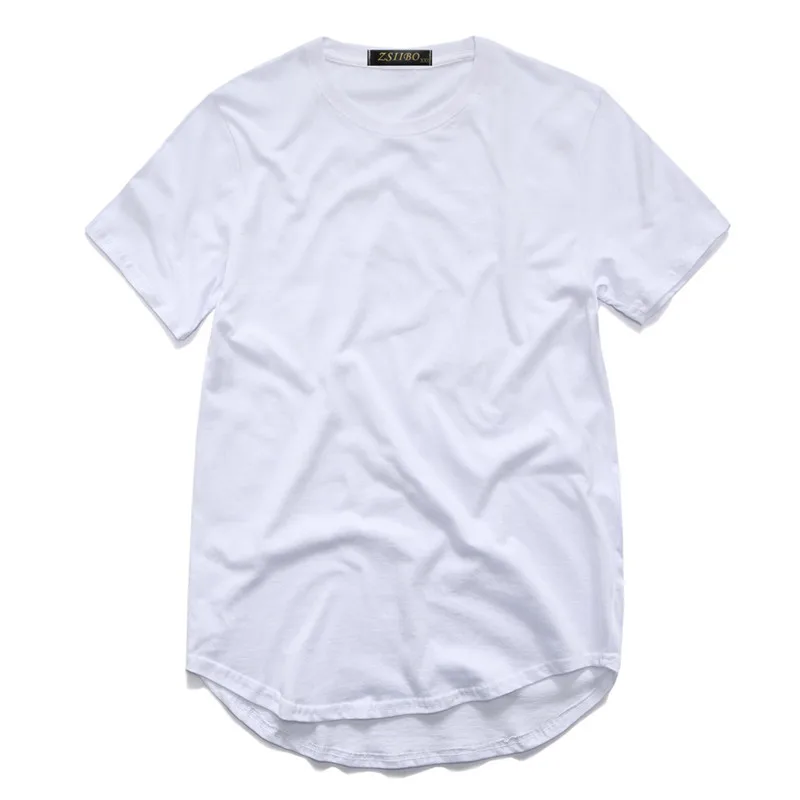 ZSIIBO TX135-C, Мужская футболка, удлиненная круглая футболка с закругленным подолом, длинная линия, топы в стиле хип-хоп, городская пустая уличная одежда