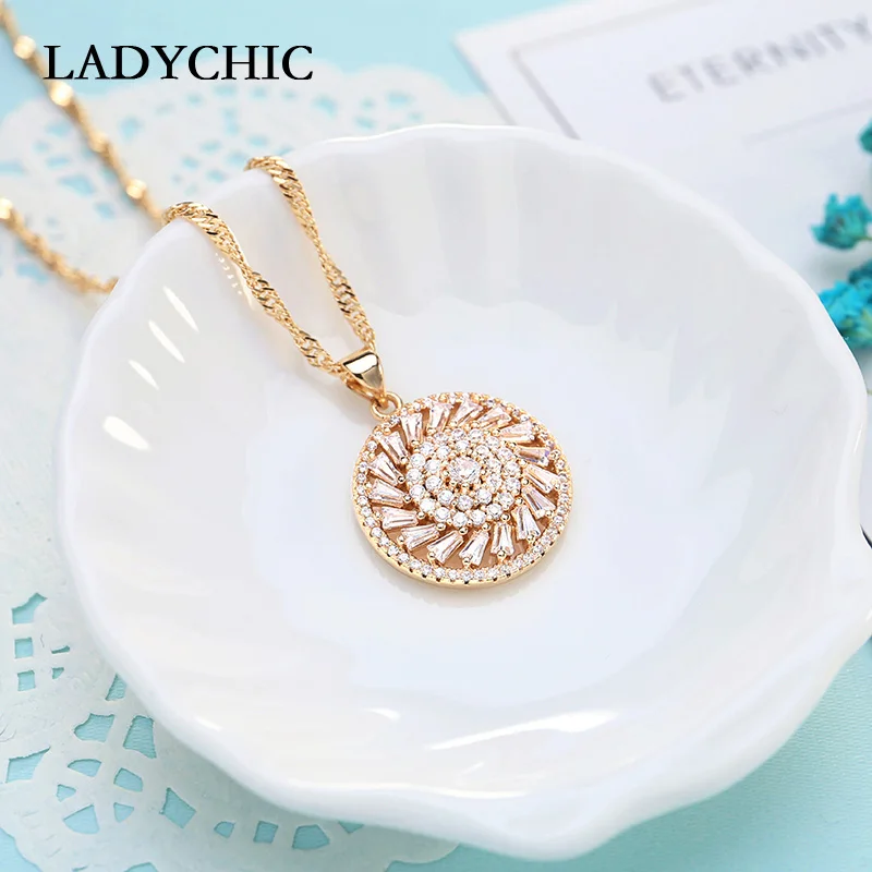 Женское Ожерелье с круглым кристаллом LADYCHIC роскошное сверкающее ожерелье белым