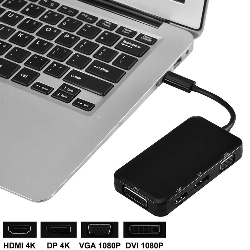 Billige USB C Typ C zu HDMI VGA DVI DP DisplayPort Adapter USB 3.1 USB C Typ C zu Port Anzuzeigen Konverter für Macbook Chromebook Pixel