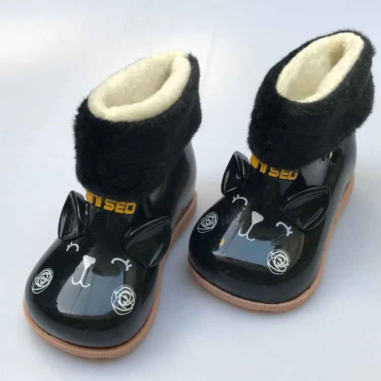 

Mini Melissa Sandals Children Winter Jelly Cute Cat Rain Boots Non-slip Waterproof Girls Rain Boots Jelly Shoes Princess Boots